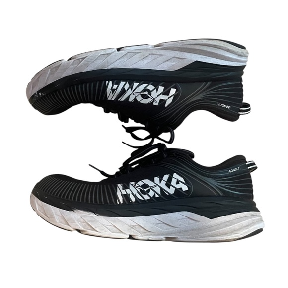 HOKA One One Bondi 7 Men’s Black and White Running Shoe Size 8.5 - Picture 6 of 11